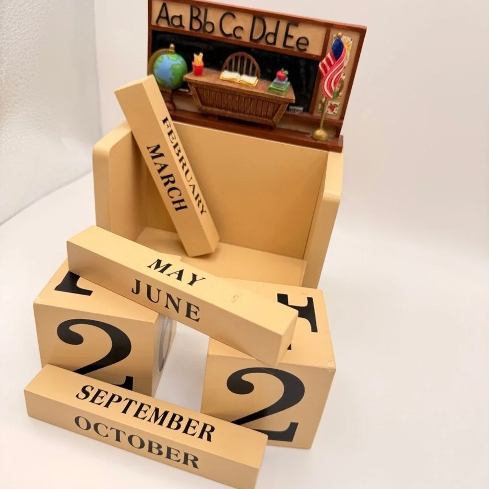 School Classroom Perpetual Calendar Tan Teacher Gift Desk Decor Americana School
